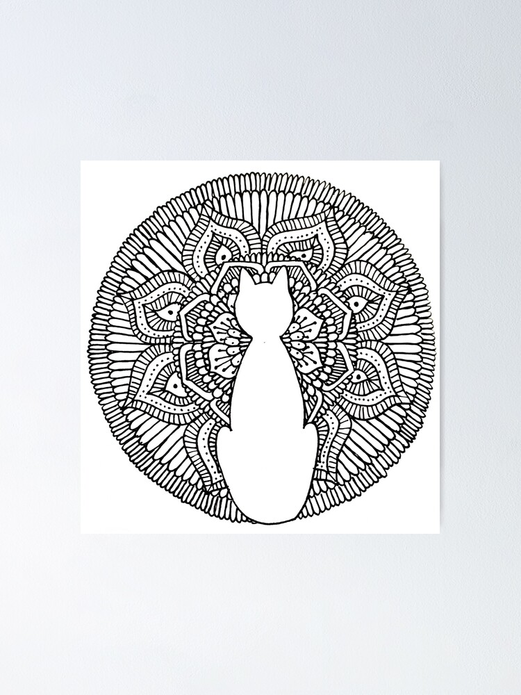 Halloween Cat Mandala Poster By Art And Soul Redbubble