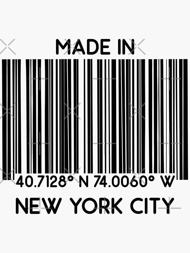 "made in New York City NYC (barcode)" Sticker for Sale by acatalepsys