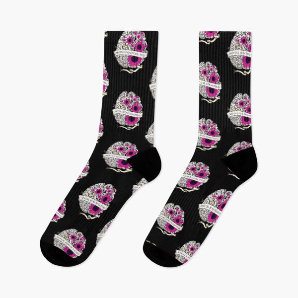 Item preview, gears of mind, brain with raspberry color sunflowers, mental health matters designed and sold by Collagedream.