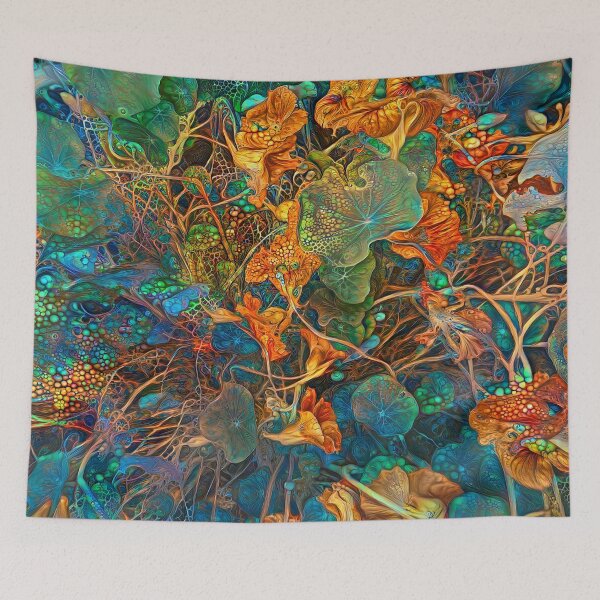 Item preview, Abstract digital painting of extraterrestrial flowers designed and sold by blackhalt.