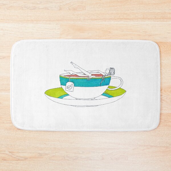 Item preview, Natula & Tea - woman having a hot bath in a tea cup, self care rituals, take ten designed and sold by Natasha Kolton.