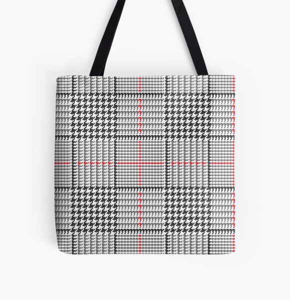 Black & Gray Checkered Square Buffalo Plaid Tote Bag