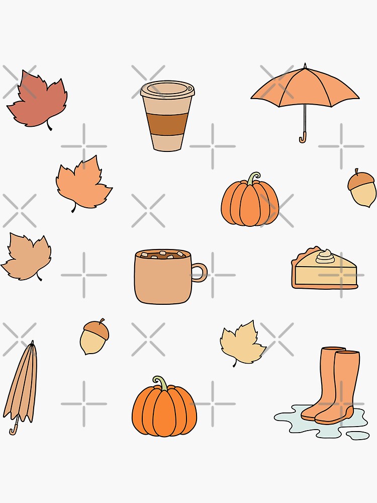 Thumbnail 3 of 3, Sticker, Pack of cute fall doodles designed and sold by Pastel-PaletteD.