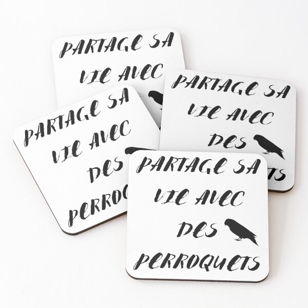 Item preview, Partage sa vie avec des perroquets noir citation en francais designed and sold by L'Atelier Oranjade.