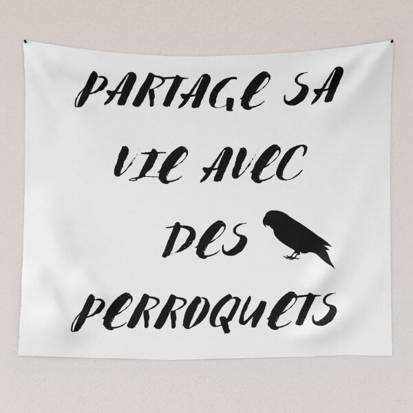 Item preview, Partage sa vie avec des perroquets noir citation en francais designed and sold by L'Atelier Oranjade.