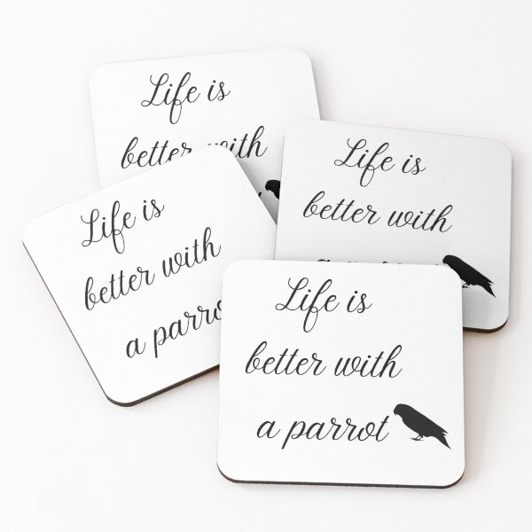 Item preview, life is better with a parrot quote black designed and sold by L'Atelier Oranjade.