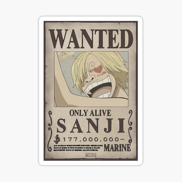 Sanji Wanted Stickers Redbubble