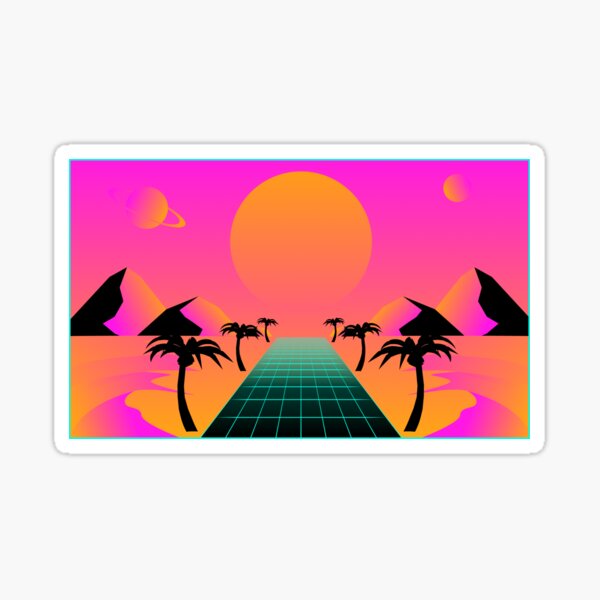 Vaporwave Synthwave 80s Sunset Road Sticker