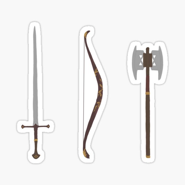 Item preview, sword + bow + axe designed and sold by Brittany Cecilia.