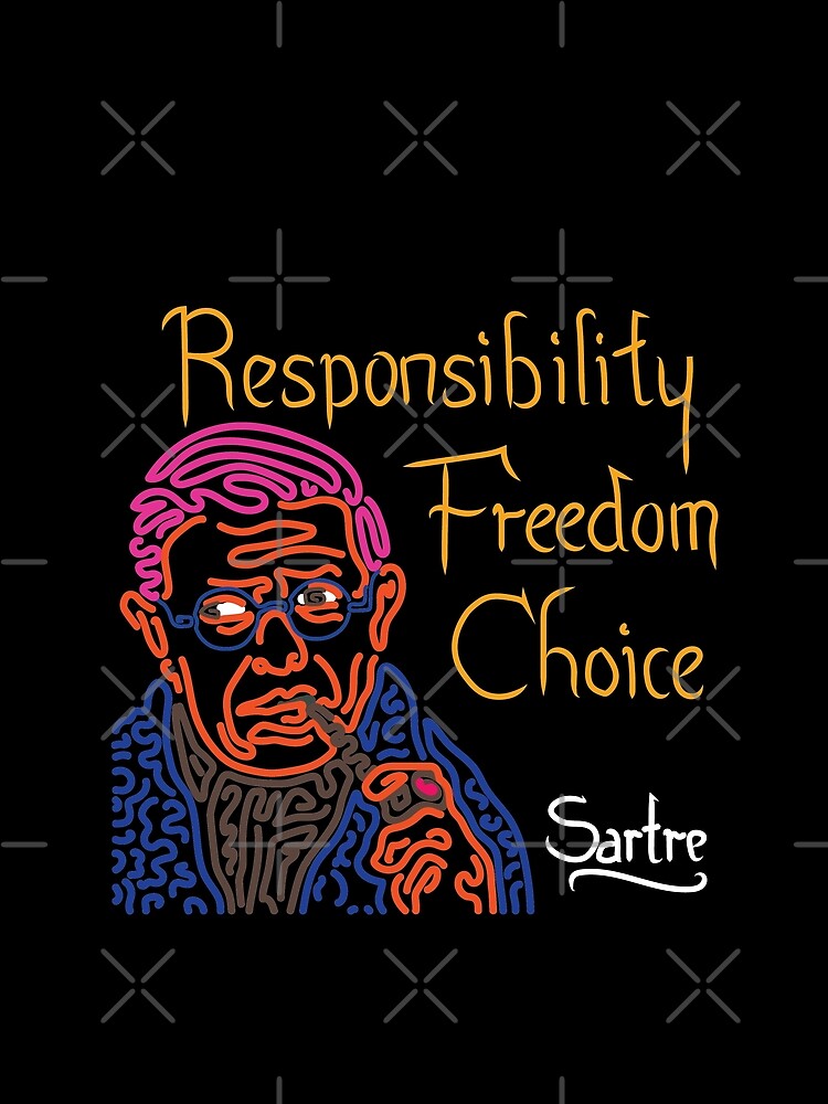 STYLIZED LINE ART SARTRE - RESPONSIBILITY FREEDOM CHOICE - neon by intenzaesthetic
