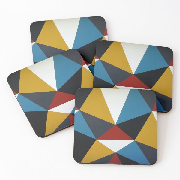 Multicolor KESS InHouse Miranda MolTriangle Illusion Geometric Coasters 4 x 4 Set of 4