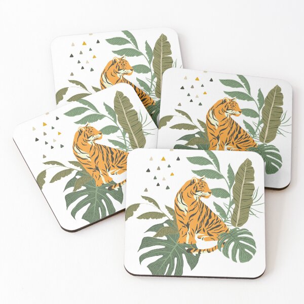 Item preview, Modern Savage Tiger with Monstera leaves Art designed and sold by TriadArtDesign.