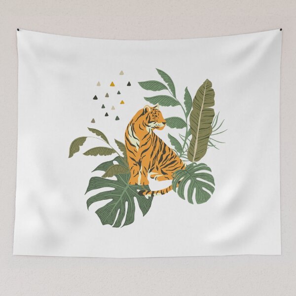 Item preview, Modern Savage Tiger with Monstera leaves Art designed and sold by TriadArtDesign.