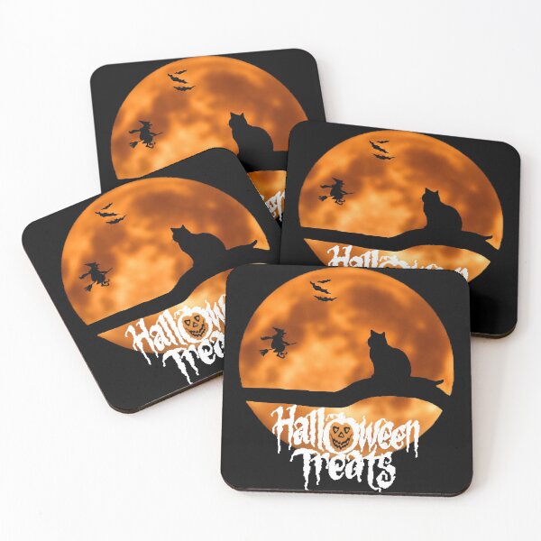 Item preview, Halloween Treats. Black cat, witch, bats and red moon. designed and sold by Rui Valverde.