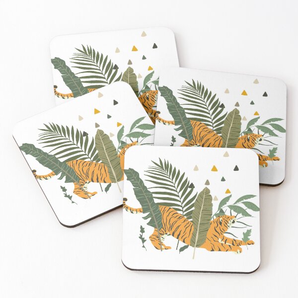Item preview, Modern Boho Tiger with tropical leaves designed and sold by TriadArtDesign.