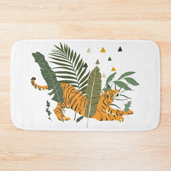 Item preview, Modern Boho Tiger with tropical leaves designed and sold by TriadArtDesign.