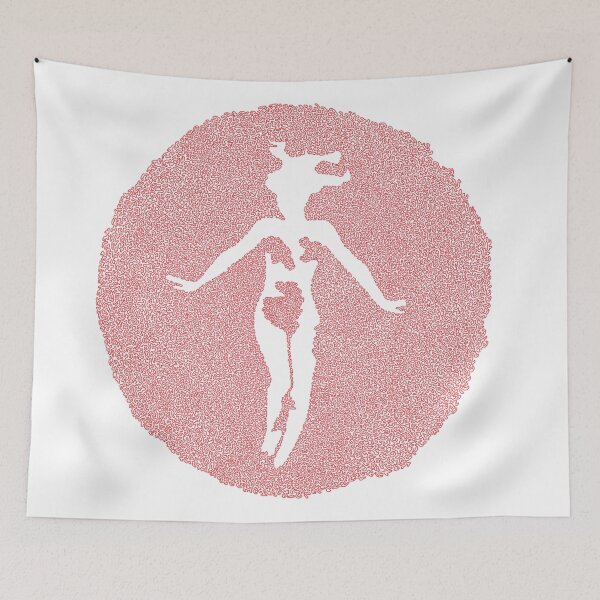 Item preview, Poster of the character of Mena Suvari in the film American Beauty by Sam Mendes when Kevin Spacey dreams of her with rose petals falling from above formed by small curved shapes designed and sold by AmoebaLine.