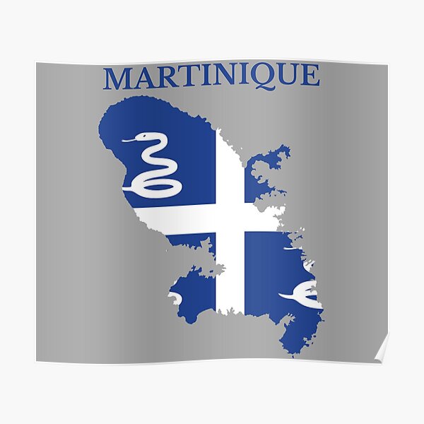 Drapeau de la carte de la Martinique, France, région française. Poster