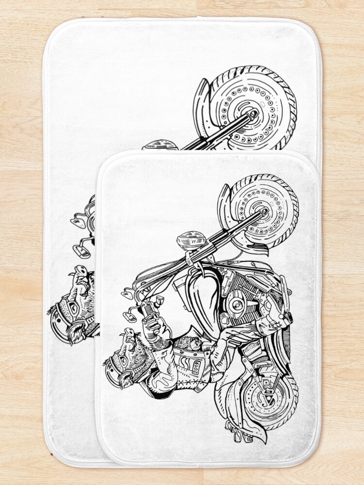 Alternate view of Boar on motorbike. Bath Mat