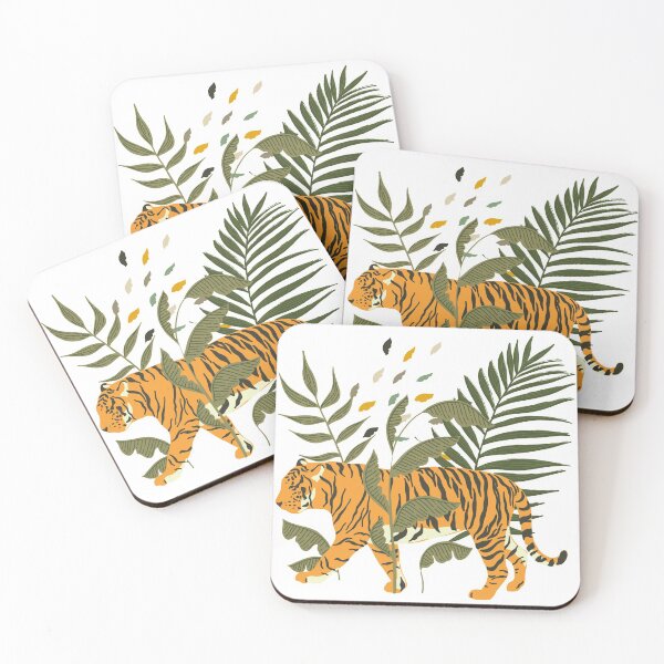 Item preview, Modern Contemporary Abstract Tiger with Plants designed and sold by TriadArtDesign.