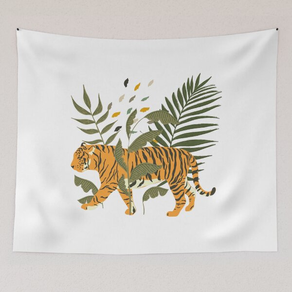 Item preview, Modern Contemporary Abstract Tiger with Plants designed and sold by TriadArtDesign.