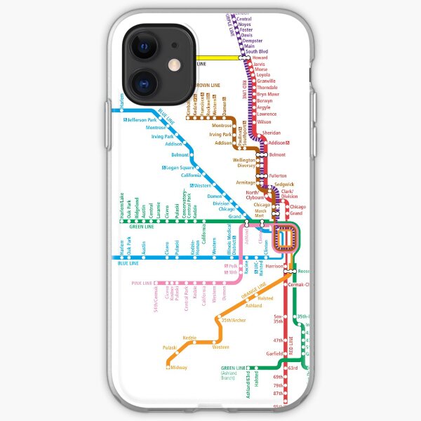 Chicago Trains Map iPhone Soft Case