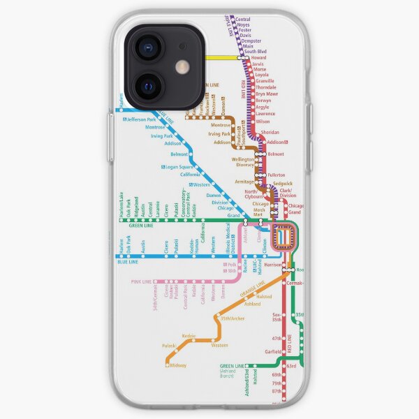 Chicago Trains Map iPhone Soft Case