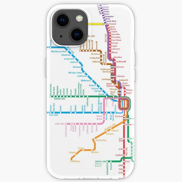 Chicago Trains Karte iPhone Flexible Hülle