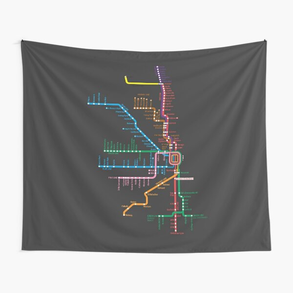 Chicago Trains Map Tapestry