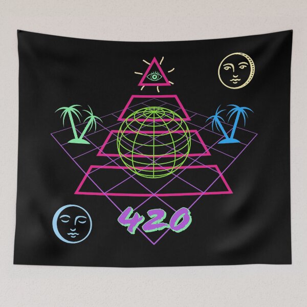 Item preview, 420 All Seeing Eye Pyramid Surf Style Egyptian Vapourwave 80s designed and sold by Funtimedesign.