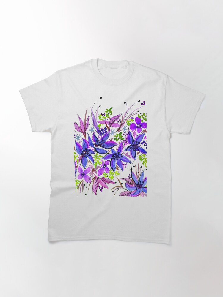 Alternate view of Hawaii Sings Blue with Flowers Classic T-Shirt