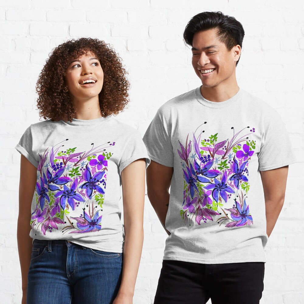 Hawaii Sings Blue with Flowers Classic T-Shirt