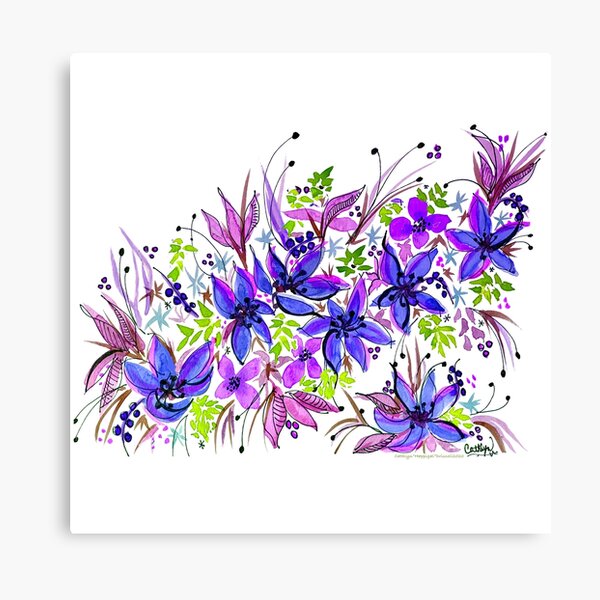 Hawaii Sings Blue with Flowers Canvas Print