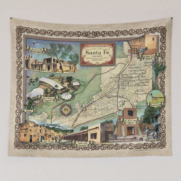 Item preview, New Mexico map Santa Fe Decor map art Lisa Middleton Maps wholesale and hand paintings designed and sold by Lisamiddleton.