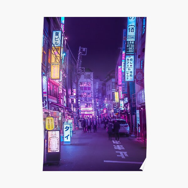 Tokyo un jardin au néon Poster