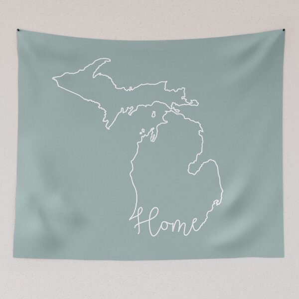 Item preview, Michigan Cursive Home State Outline designed and sold by GreatLakesLocal.