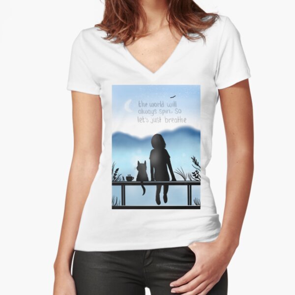 Blue stillness - Two dreamers watching the sunrise Fitted V-Neck T-Shirt
