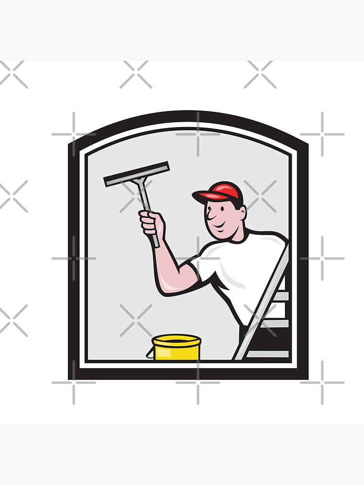 Cartoon Fensterputzer vom Reinigungsservice Stock Illustration