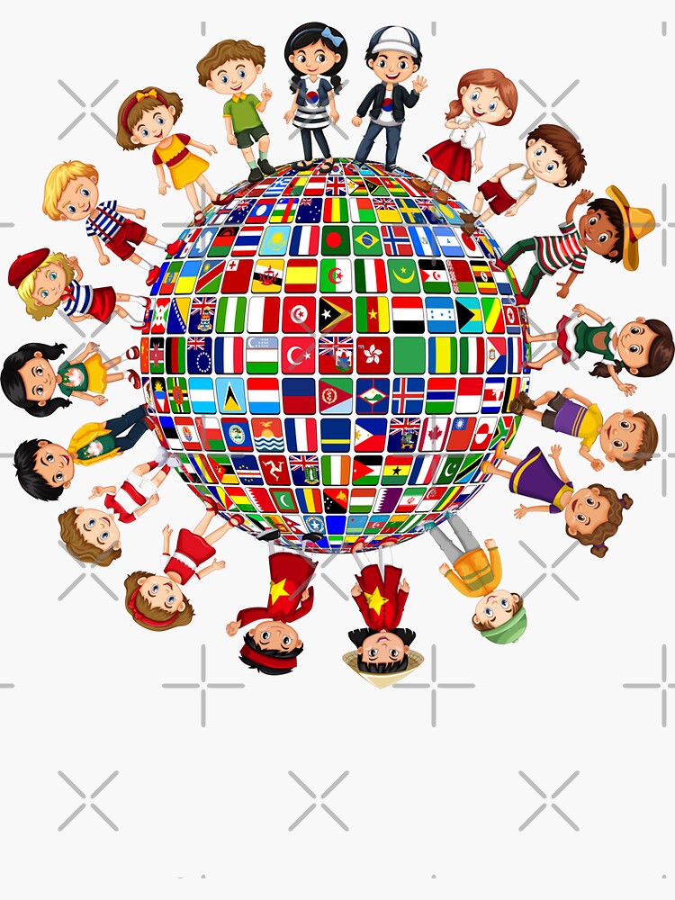 "Flags of the World Kids around the globe" Sticker for Sale by mvk ...