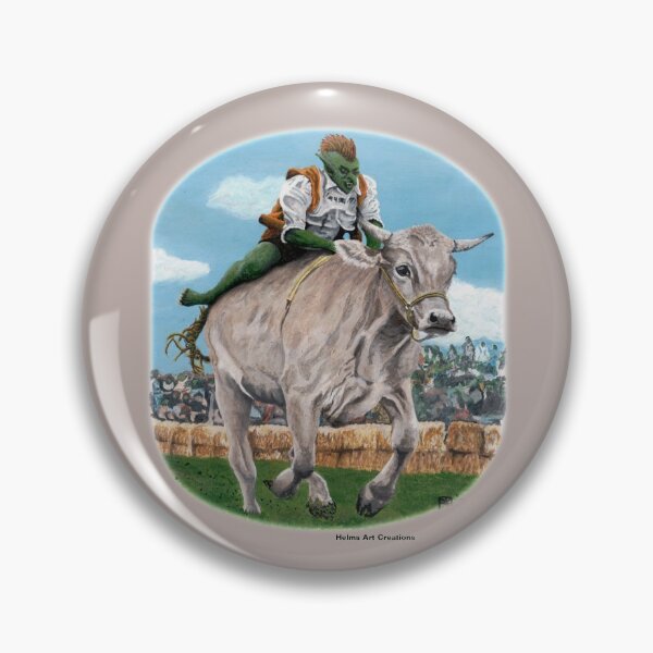 Item preview, Goblin Racer Bull Riding Fantasy Art designed and sold by HelmsArt.