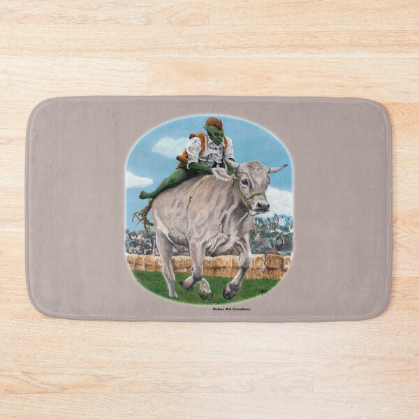 Item preview, Goblin Racer Bull Riding Fantasy Art designed and sold by HelmsArt.
