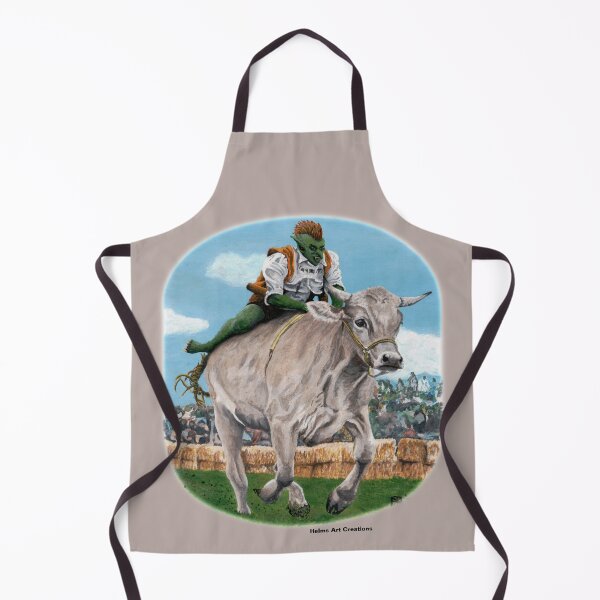Item preview, Goblin Racer Bull Riding Fantasy Art designed and sold by HelmsArt.