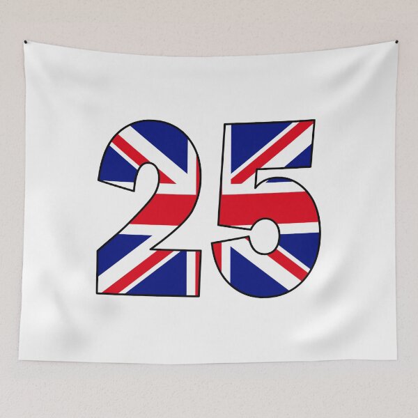 Item preview, Number 25 with UK flag on the background designed and sold by AllShirts21.