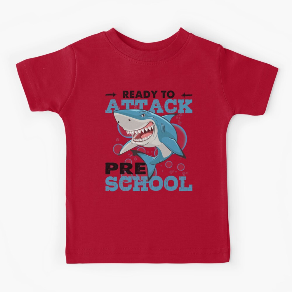 : Ready to Attack First Grade #1 Kids Shirts, Youth Small - Youth  X-Large, Boys, Shark, First Day of School Or Everyday Wear: Clothing