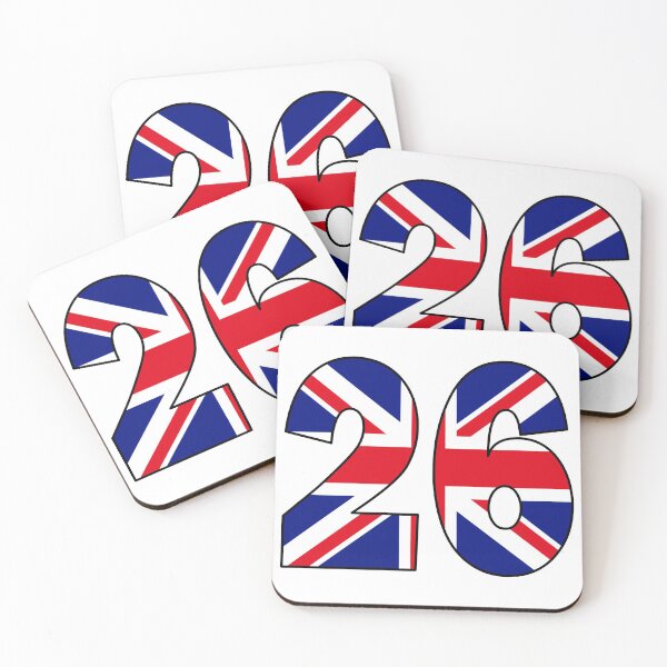Item preview, Number 26 with UK flag on the background designed and sold by AllShirts21.