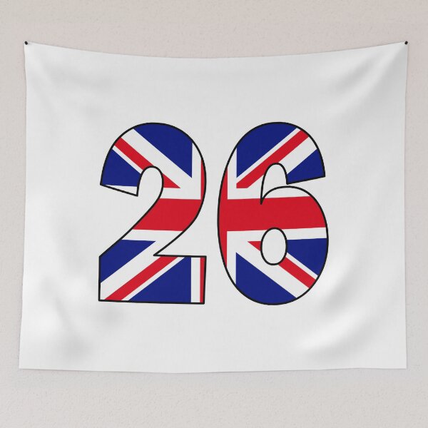 Item preview, Number 26 with UK flag on the background designed and sold by AllShirts21.