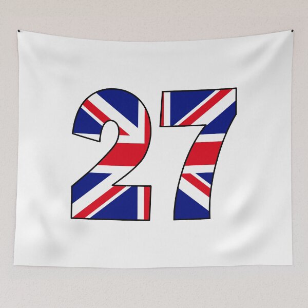 Item preview, Number 27 with UK flag on the background designed and sold by AllShirts21.
