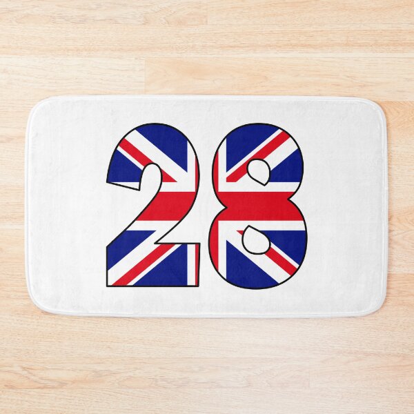 Item preview, Number 28 with UK flag on the background designed and sold by AllShirts21.