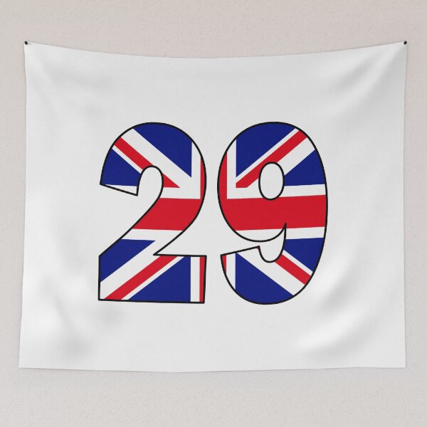 Item preview, Number 29 with UK flag on the background designed and sold by AllShirts21.