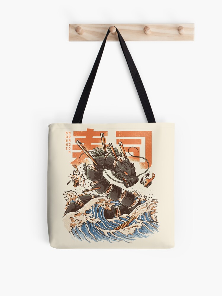 Thumbnail 1 of 2, Tote Bag, Great Sushi Dragon  designed and sold by Ilustrata Design.